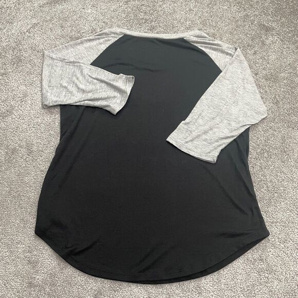 Disney Minnie Mouse Raglan T-Shirt Women XL Black Gray Round Neck Casual Graphic - Picture 2 of 10